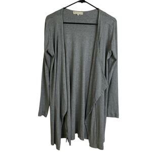 Indigenous Cardigan Womens XS Gray Organic Cotton Open Front Fair Trade Sweater
